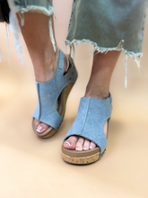 Load image into Gallery viewer, Dessie Denim Wedges
