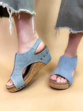 Load image into Gallery viewer, Dessie Denim Wedges
