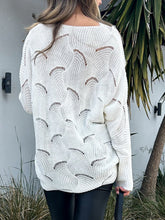 Load image into Gallery viewer, Lace Detail Openwork V-Neck Long Sleeve Sweater
