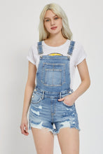 Load image into Gallery viewer, RISEN Distressed Raw Hem Denim Overalls
