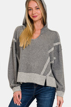 Load image into Gallery viewer, Zenana Contrast Trim Slit Hoodie
