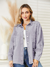 Load image into Gallery viewer, Distressed Raw Hem Denim Jacket
