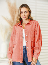 Load image into Gallery viewer, Distressed Raw Hem Denim Jacket
