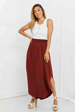 Load image into Gallery viewer, Zenana It&#39;s My Time Full Size Side Scoop Scrunch Skirt in Dark Rust
