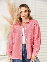 Load image into Gallery viewer, Distressed Raw Hem Denim Jacket
