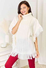 Load image into Gallery viewer, Justin Taylor Turtle Neck Fringe Poncho
