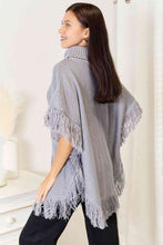 Load image into Gallery viewer, Justin Taylor Turtle Neck Fringe Poncho
