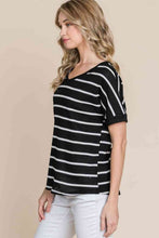 Load image into Gallery viewer, BOMBOM Simple Goals Waffle Knit Striped Tee
