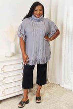 Load image into Gallery viewer, Justin Taylor Turtle Neck Fringe Poncho
