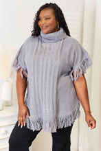 Load image into Gallery viewer, Justin Taylor Turtle Neck Fringe Poncho
