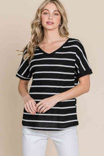 Load image into Gallery viewer, BOMBOM Simple Goals Waffle Knit Striped Tee
