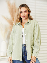 Load image into Gallery viewer, Distressed Raw Hem Denim Jacket
