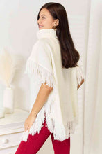 Load image into Gallery viewer, Justin Taylor Turtle Neck Fringe Poncho
