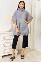 Load image into Gallery viewer, Justin Taylor Turtle Neck Fringe Poncho
