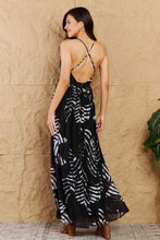 Load image into Gallery viewer, OneTheLand  Black Leaf Printed Maxi Dress
