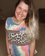 Load image into Gallery viewer, Tie dye/leopard sequin tee
