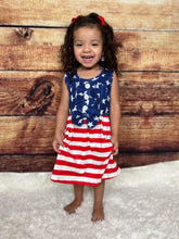 Load image into Gallery viewer, Stars &amp; Stripes 4th Of July Sleeveless Dress
