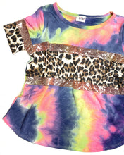 Load image into Gallery viewer, Tie dye/leopard sequin tee
