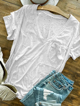 Load image into Gallery viewer, Distressed Boyfriend Tee In White
